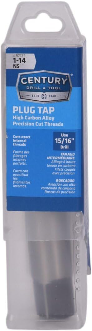 Century Drill & Tool ??97123 Carbon Steel Plug Style Tap ??1-14 NC ??For Detailed Projects with Precise Control