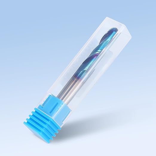 HQMaster Ball Nose Router Bit Upcut 1/4 Inch Shank Solid Carbide CNC Router Bit with Nano Blue Coating CNC Bits End Mill for Woodwork Mortise Slot Trim