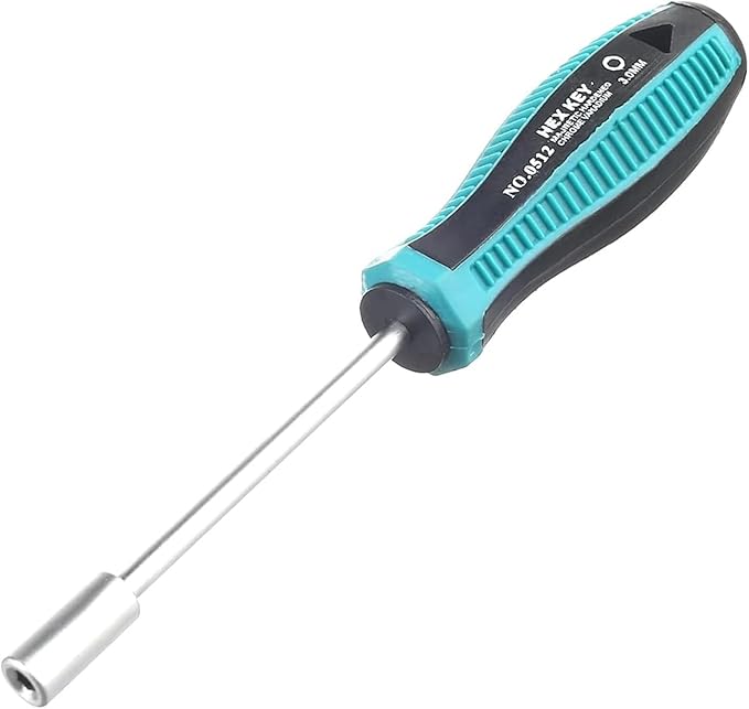 Utoolmart 3mm Socket Wrench Screwdriver, Socket Driver Hex Nut Key Wrench Screwdriver, Cr-V Steel Round Shaft High-carbon Steel Hex Nut Driver Carburetor Adjustment Tool,Non-Magnetic