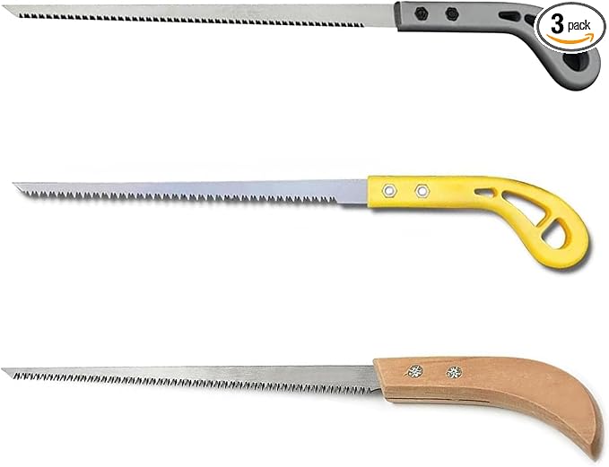 3Pcs Outdoor Portable Hand Saw, Camping Handsaw Household Garden Small Hand Saw, 9 Inch Rugged Three Blade Toothed Steel Mini Hand Saw for Gardening, Pruning, Backpacking, Survival