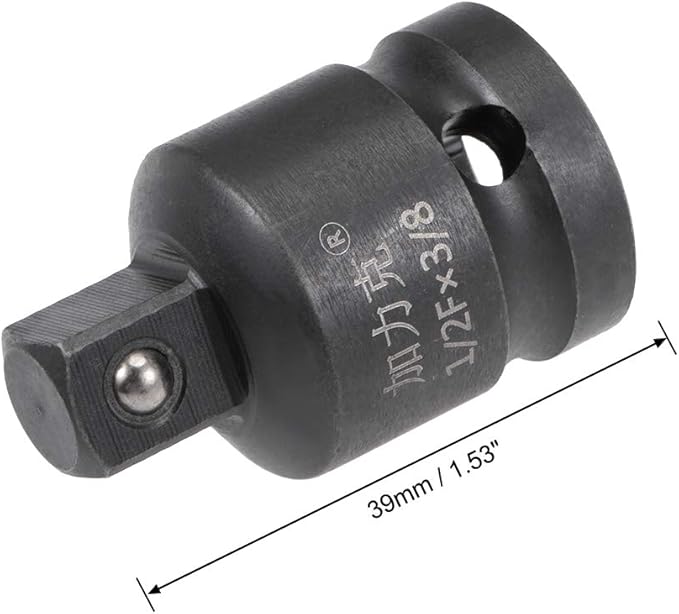 uxcell 2pcs 1/2" Drive (Female) x 3/8" (Male) Impact Socket Reducer for Use with Air Impact Drivers, Breaker Bars, Ratchets, CR-MO Steel