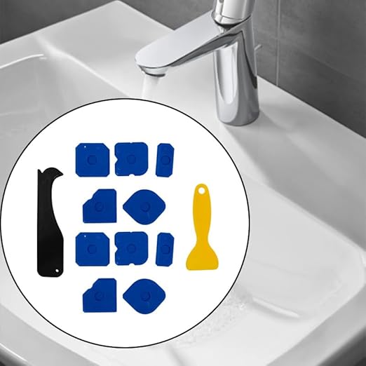 12 Pcs Silicone Caulking Tool Kit, Reusable Sealant Finishing and Removal Tools for Bathroom, Kitchen, Window, Floor