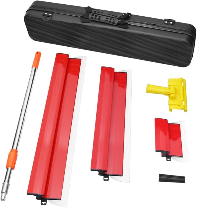 Drywall Skimming Blade Kit, Including 10",24",32"Skimming Blades in Three Sizes and Adjustable Length Extension Rod and Angle Bracket,Suitable for Concrete Facing Wallboard and Plasterboard
