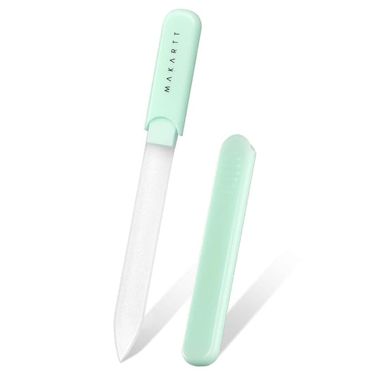 Makartt Glass Nail File: Nail Files for Natural Nails, Double-Sided Sandblasted Crystal Nail Filer, Gentle Nail Care for Shape & Smooth Finish, Portable Manicure Gift, 1pc Green