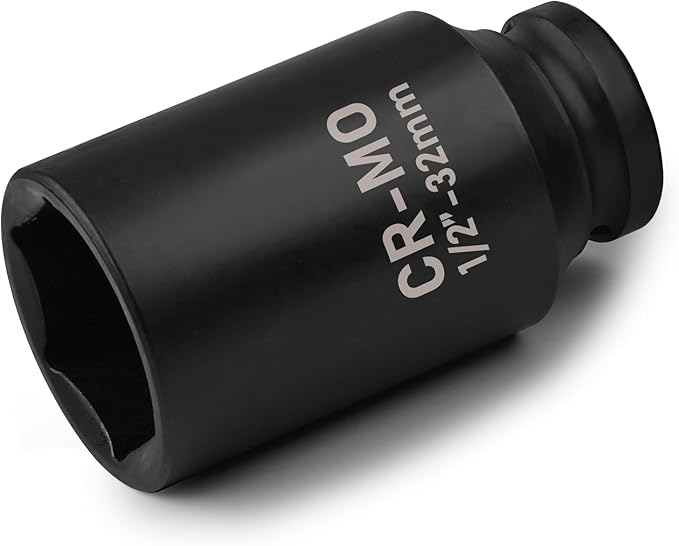 1/2" Drive Deep Impact Socket, 32mm Metric Socket, CR-MO 6 Point for Easy Removal of Axle Nut