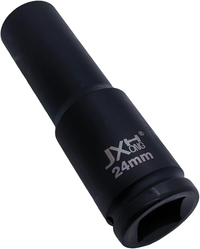 1-Inch Drive Metric Extra Deep Impact Socket, Heavy-Duty,6-Point, 6.3-Inch Long, Heat-Treated Cr-V Steel (24mm)