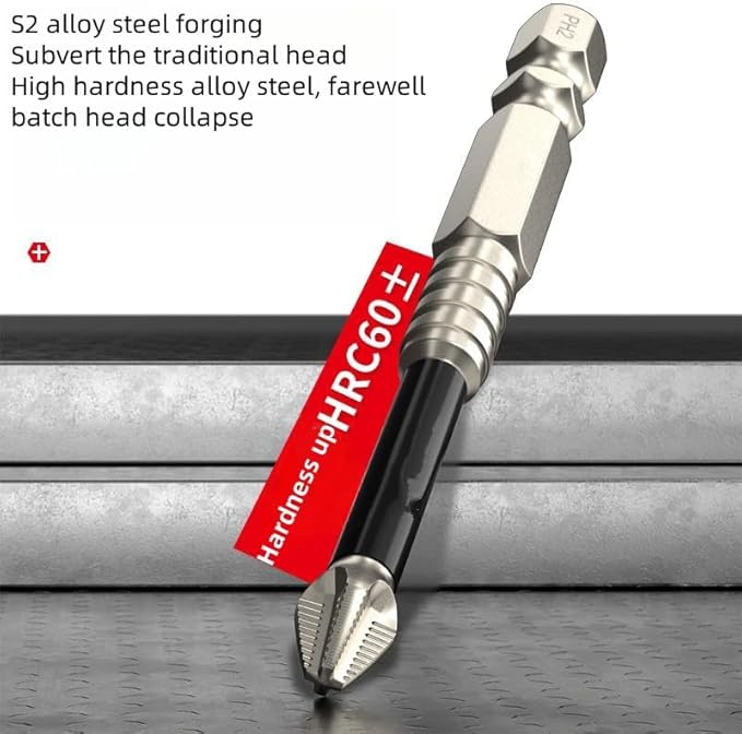 6PCS Magnetic Screwdriver Bit Set, Long Alloy Steel Magnetic Screwdriver Bits PH2 Hex Shank 1/4 Inch Hand Tools 25-150mm High Hardness
