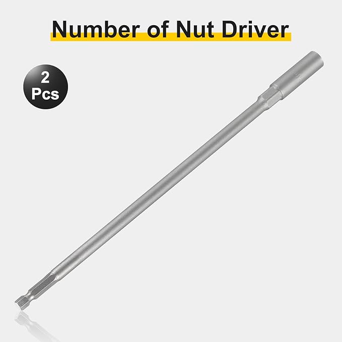 HARFINGTON 2pcs Nut Driver Drill Bit 8mm Metric Socket 1/4" Hex Shank 10" (250mm) Extra Long Magnetic 6-Point Sockets Quick Change 40Cr Steel Bolt Setters for Power Drill Drivers