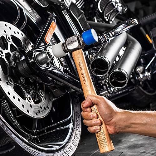 REAL STEEL Small Rubber Mallet Hammer 12 Oz Double Face Hammer Soft/Hard Hickory Wood Handle (0312)