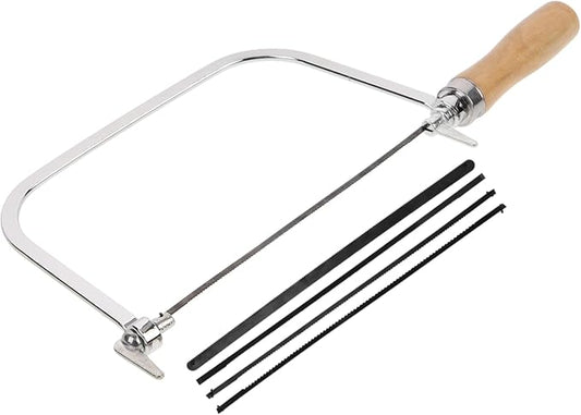 Uonlytech Wooden Handle Coping Saw with Replacement Blades Lightweight Hand Saw for Woodworking PVC and Light Metals Precise Cutting Tool for DIY and Craft Projects
