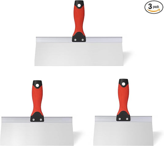 Drywall Taping Knife Stainless Steel, 3 PCS Taping Knives, 8"/10"/12" Premium Drywall Skimming Blades,Perfect Tool for Finishing and Patching