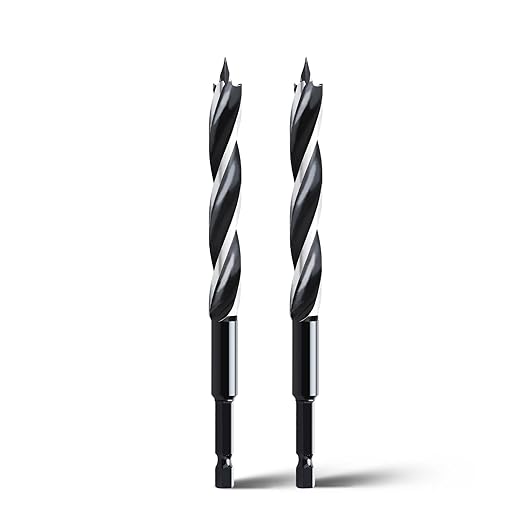 2PCS 1/4" x 6" Auger Drill Bit for Wood, Hex Shank Tri Flute Ship Auger Long Drill Bit for Soft and Hard Wood,Tree Stump,Plastic,Drywall and Composite Materials