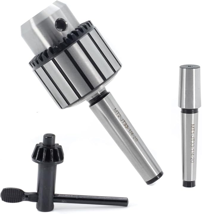 Drill Chuck JESTUOUS JT33 Key Type 1/2 Inch(1-13mm) with MT1 MT2 Morse Taper Arbor Adapter Heavy Duty Chucks