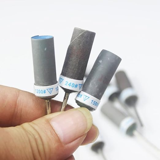 JUNLINX 10 Pcs Mixed Grit Sandpaper Drum, 1/8 Inch Shank Abrasive Sanding Bite Sandpaper Sticks Set for Dremel Rotary Tools