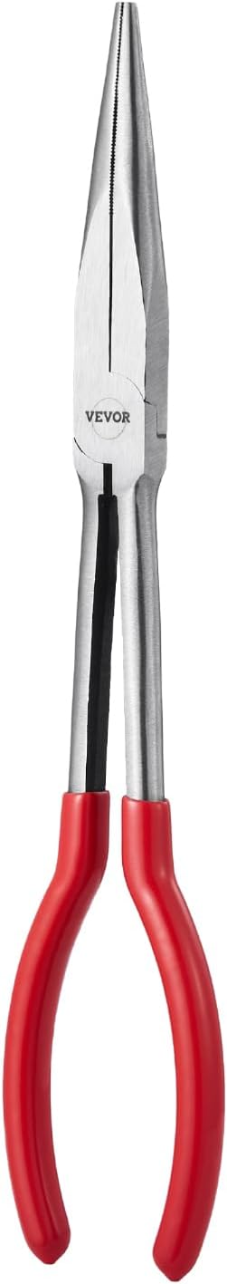 VEVOR 5-Piece Needle Nose Pliers, 11 in Long Needle Nose Pliers Set, Diagonal Cutting Pliers, 45째/ 90째 Bent Nose Plier, Round Nose Plier, Long Nose Plier, Professional Pliers Set with Storage Bag