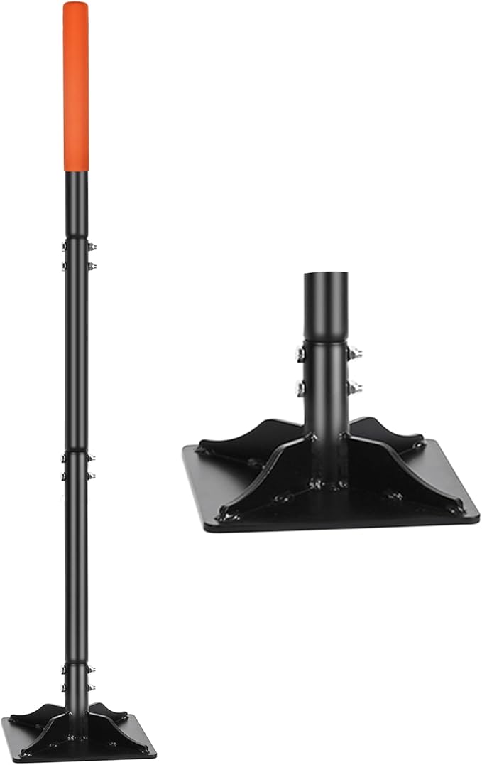 Garden Steel Tamper with 45 Inch Handle, Hand Ground Tamper Tool, Durable Plate Soil Compactor, Garden Heavy Duty Ideal Tool for Leveling Soil, Gravel, Asphalt, Driveway