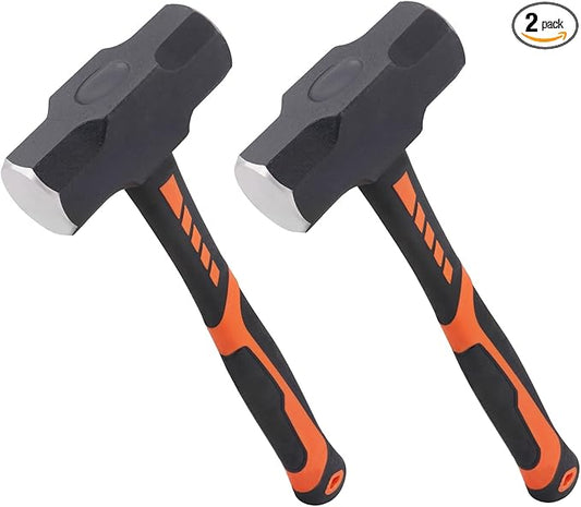 2 Packs 4lb Sledgehammer with 13 Inch long Fiberglass Handle, Drilling/Crack Hammer, No-Slip Rubber Grip, and Forged Steel Construction,(4-Pound Sledge), by GENHAKON