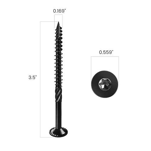 Deck Screws #14 x 3-1/2 inch, (33pcs) 1lb Heavy Duty Outdoor Wood Screws,Black Rust Resistant Epoxy Coated,Torx Drive Head,with T30 Star Bit