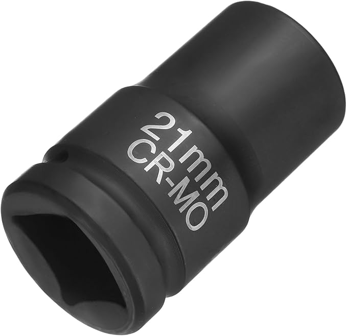 HARFINGTON 4 Point Square Socket 1" Drive 21mm Metric Square Impact Socket CR-MO Blackening Standard Wheel Sleeve Pneumatic Sleeve Tool for Auto Repair Mechanical Maintenance Home Use