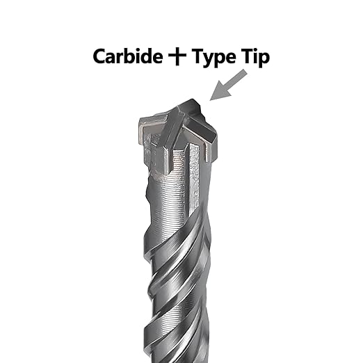 1-1/4 x 15 inch SDS Max Rotary Hammer Drill Bit, 32x380mm Carbide Tip Masonry Drill Bit,Concrete Drill Bit for Masonry, Brick, Stone, Concrete (Length :380mm / 15 inch, 32mm (1-1/4 in) Diameter)