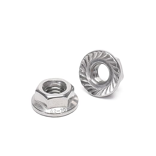 25 Pieces M8 Flange Nuts, M8-1.25mm Serrated Hex Flange Lock Nuts, 304 Stainless Steel,Plain Finish