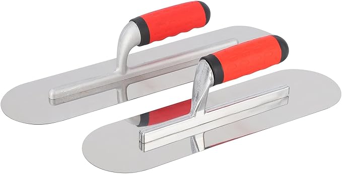 Large 16" x 4" Concrete Tools Stainless Steel Pool Trowel, Masonry Hand Tool with Soft Grip Handle, Lightweight, Plastering Trowel for Drywall Plastering, Round End (Extra Large:16"L x 4"W)