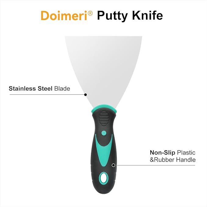 6 Pack Putty Knife, 1??1.5??2??3??4??5??Spackle Knives, Premium Stainless Steel Paint Scraper, Perfect Tools for Repairing Drywall, Removing Wallpaper, Applying Mud or Plaster