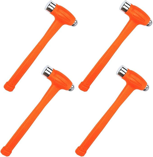 XtremepowerUS 4-Piece Set 2-Pound Dead Blow Hammer Dual Head Ball Peen Blow 32oz Non-Slip Handle, Orange