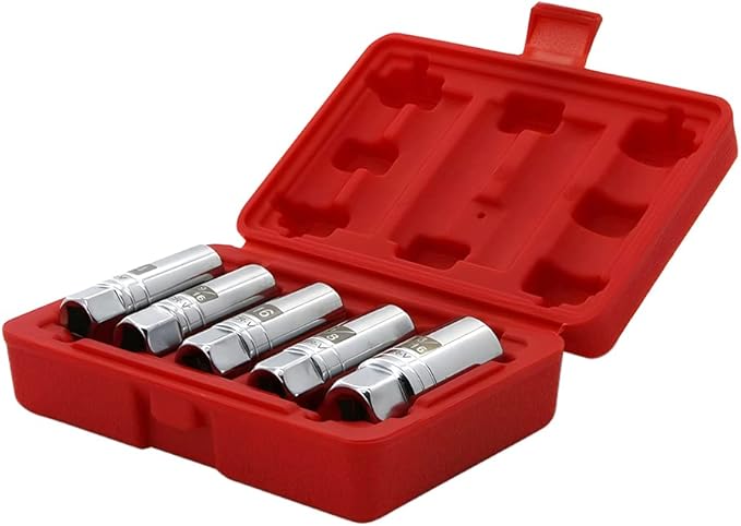 5PCS Magnetic Spark Plug Socket Set Includes 14mm 16mm Thin Wall Socket and 9/16-inch 5/8-inch and 13/16-inch Sockets 3/8-inch Drive Magnet Retains Spark Plugs