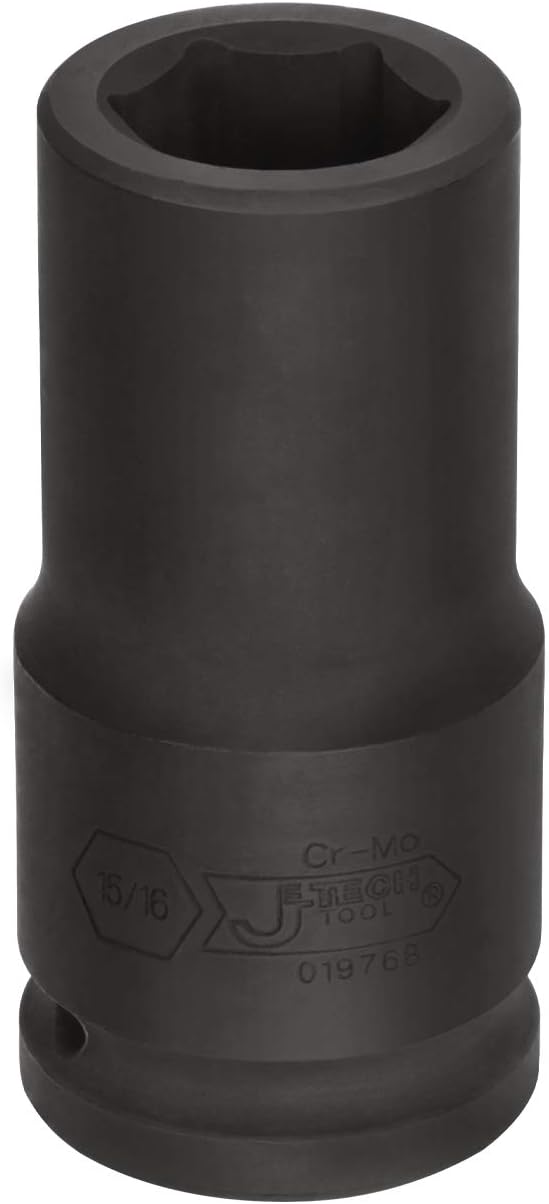 Jetech 3/4 Inch Drive 15/16 Inch Deep Impact Socket, Made with Heat-Treated Chrome Molybdenum Alloy Steel, 6-Point Design, SAE