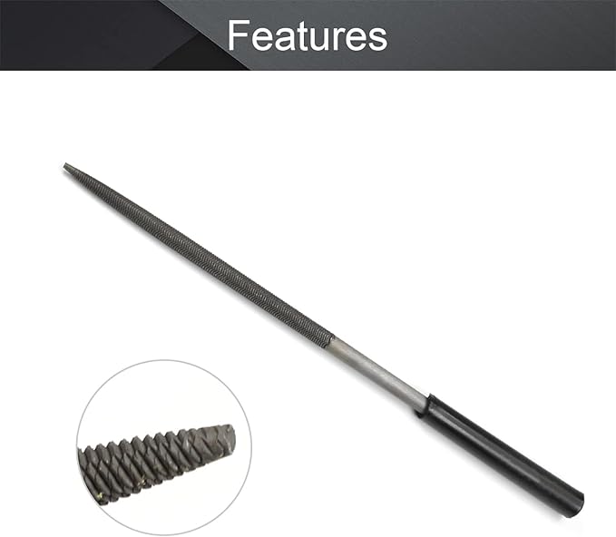 Utoolmart Carbon Steel Needle File, 10-Pieces Mini Steel Needle File Set, 5mm x 180mm Round Files Tools with Plastic Handle, for Metal Glass Stone with Fine Sanding