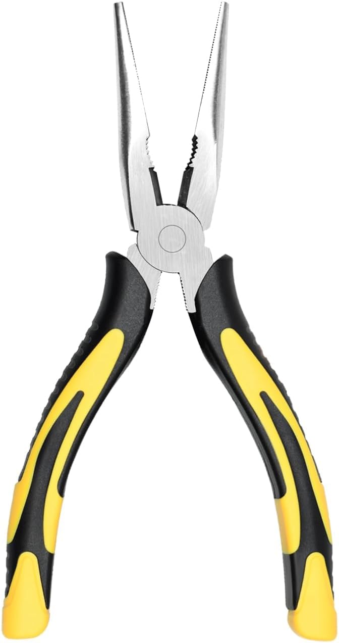 Premium Long Needle Nose Pliers-8?쇺? Paper Clamp Precision, High Carbon Steel, Soft Grip with Wire Cutter, Long Nose Cutting Pliers for Home, Fishing, Jewelry, Crafts,1pcs