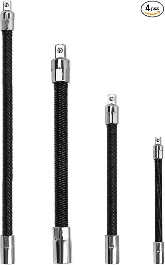 4-Piece Flexible Socket Extension Bar Set 1/2" 1/4" 3/8" Shaft Drive 12??0" 8" 6"