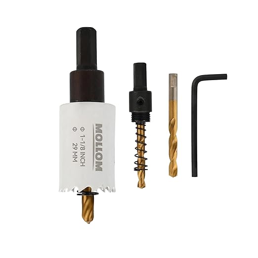 Mollom (29mm | 1-1/8") HSS M42 with 8% Cobalt BI-Metal Hole Saw with 2 Pilot Drill Bits & Arbor Smooth Cutting for PVC,Drywall,Wood,Plastic,Gypsum Board,Rubber