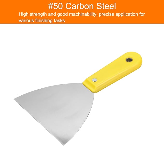 HARFINGTON 4pcs Carbon Steel Putty Knife 5" Plastic Handle Spreading Drywall Flex Putty Scraper for Wallpaper Wall Taping Scraping Paint, Yellow