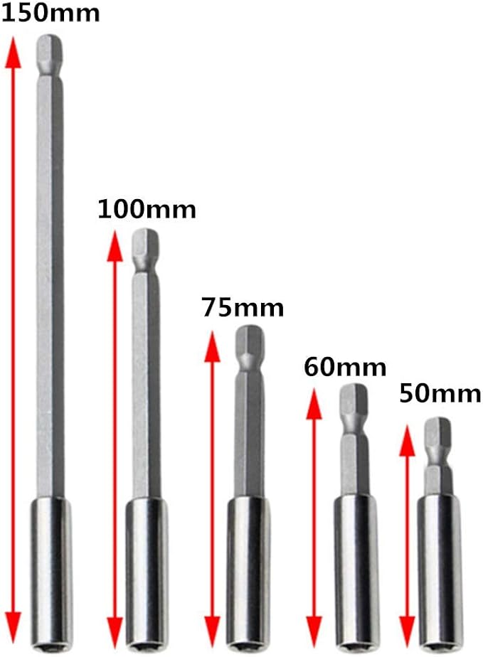 10 Pcs Magnetic Drill Extension Bit Holder, 1/4 inch Hex Shank Quick Release Screwdriver Drill Bit Holder Extension Set for Screws, Nuts, Drills, Handheld Drivers 50/60/ 75/100/ 150mm