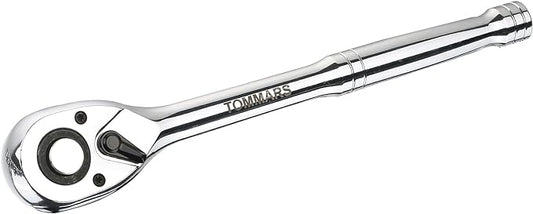 TOMMARS 1/2" Drive Ratchet Socket Wrench, 72-Tooth Quick-Release Socket Ratchet Wrench Reversible, Gifts for Men Mechanic Hand Tools