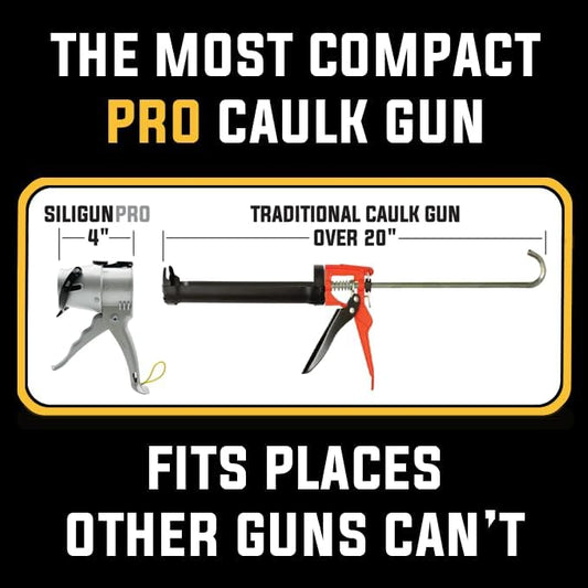 SILIGUN™ PRO Compact 24:1 Caulking Gun - No Drip Caulk Gun - Patent Design - Lightweight Aluminum Frame - Works with all 10 oz Tubes (SILIGUN PRO Scraper Kit)