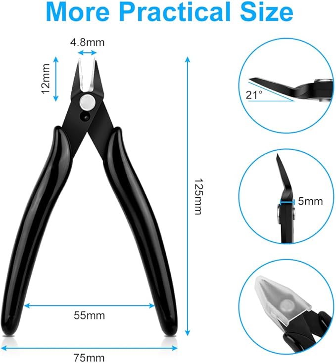 Ainiv Wire Cutters, 1PCS Spring-loaded Side Cutters Flush Cutters, Diagonal Cutters Precision Side Cutters, Diagonal Cutting Pliers in CRV Steel, Heavy Duty Cutting Pliers for Electrical, Homes