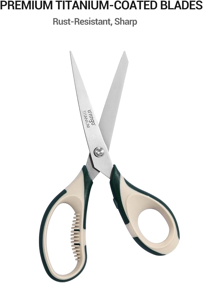 LIVINGO 3 Pack Office Scissors All Purpose ??Titanium Coated Blades, Ergonomic Colorful Handles, Sharp Heavy Duty Shears for Home, Office, and Craft Use
