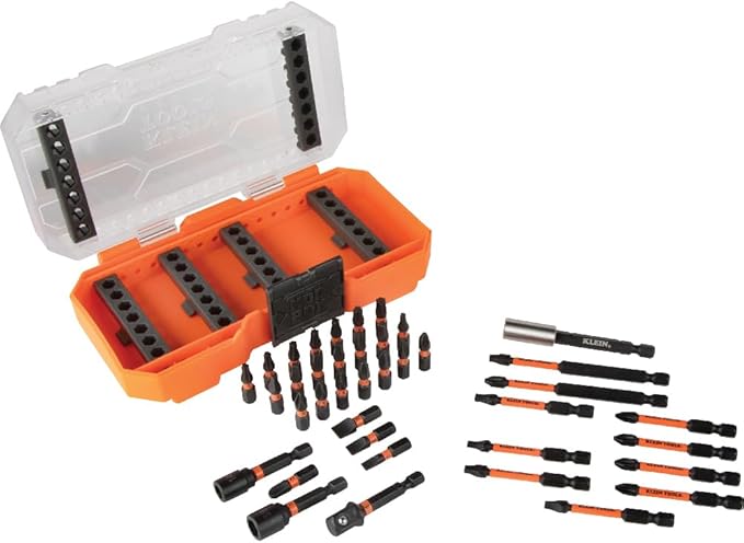 Klein Tools 33801 Impact Driver Bit Set with Magnetic Nut Drivers, ProFlex S2 Steel Phillips, Slotted, Square, TORX Bits with Case, MODBox Compatible, 40-Piece