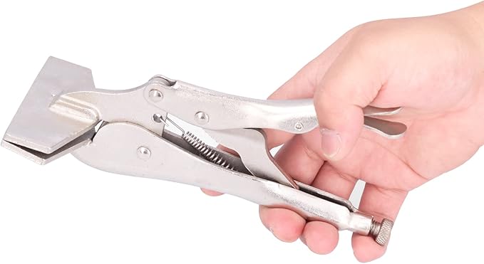 locking Sheet Metal Tool, Flat Locking Pliers Steel Adjustable Flat Head Vise Locking Grip Pliers for Connecting Welding Parts10 Inch
