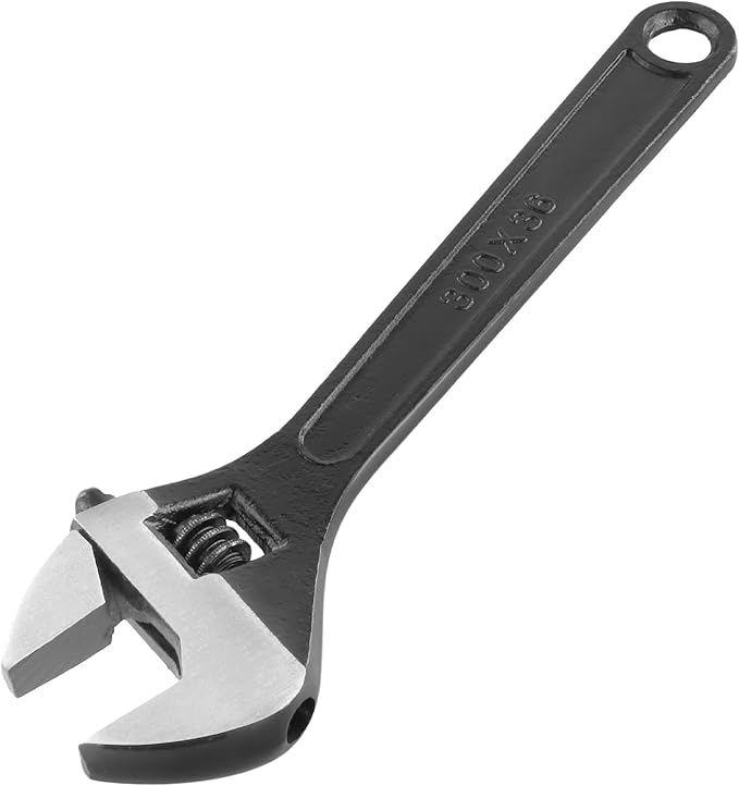 HOIGON Set of 4 Black Adjustable Wrench, 8 10 12 15 Inch Heavy Duty Crescent Wrenches with Wide Jaw and Ergonomic Handle for Machine Maintenance