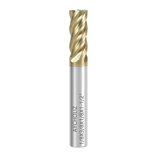 1/8" Carbide Square End Mill with ZrN Coating 4 Flute Unequal Helix Design Mill Bits Sets for Roughing and Finishing