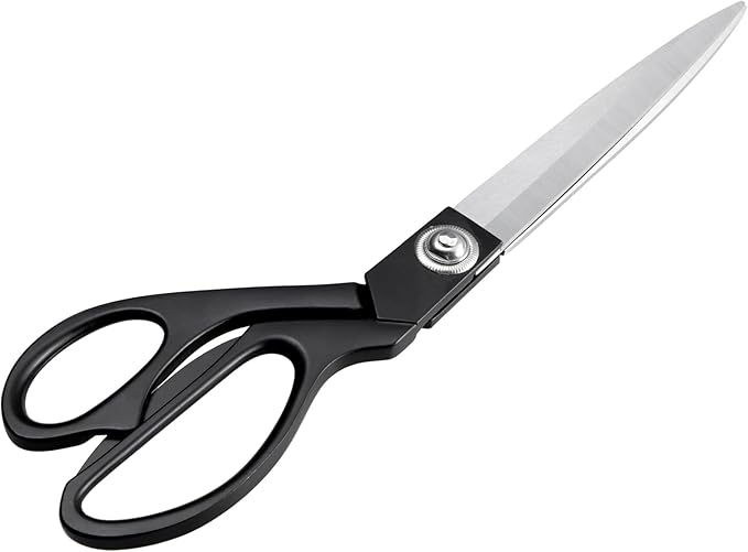 Black 10.5" Sharp Tailor Scissors - Heavy Duty Fabric, Leather & Clothing Scissors - Professional Stainless Steel Sewing Shears
