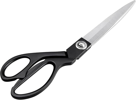 Black 10.5" Sharp Tailor Scissors - Heavy Duty Fabric, Leather & Clothing Scissors - Professional Stainless Steel Sewing Shears