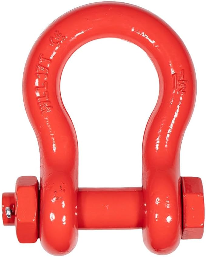 Mytee Products 4 Pack 1-1/2" Anchor Shackle Forged Carbon Steel w/Safety Screw Pin Load Limit 34,000 lbs, Double Rust Protection Heavy Duty D Ring Bolt Type Shackle for Towing, Rigging