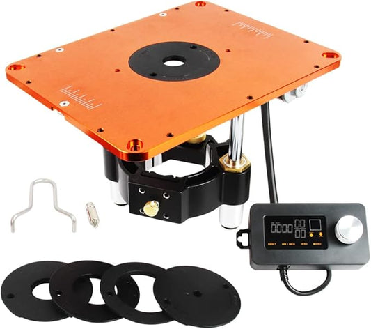 O'SKOOL Motorized Router Lift Systems for 3-1/2" Diameter Motors, 9-1/4'' x 11-3/4'' Plate 5-Piece Insert Ring Kit, RTS07