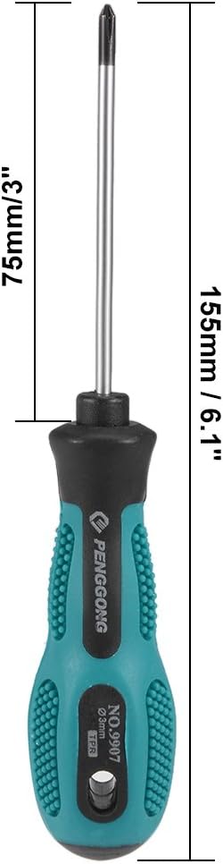 uxcell #0 Phillips Screwdriver 3 Inch Round Shaft Non Slip Comfortable Handle