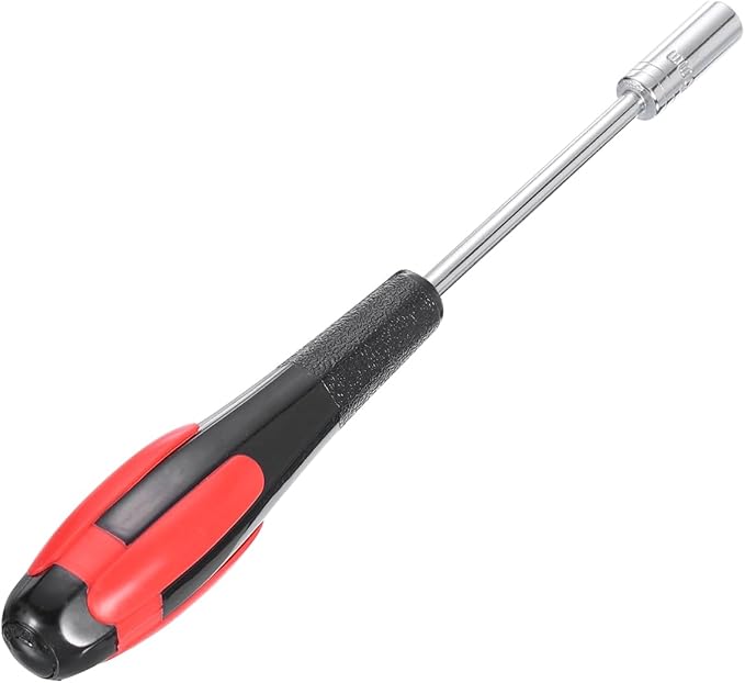HARFINGTON Metric Nut Driver 5mm Dia 75mm Shank Non-Magnetic 6 Point Hex Socket Screwdriver with Non-Slip Handle for Tightening and Loosening Fasteners